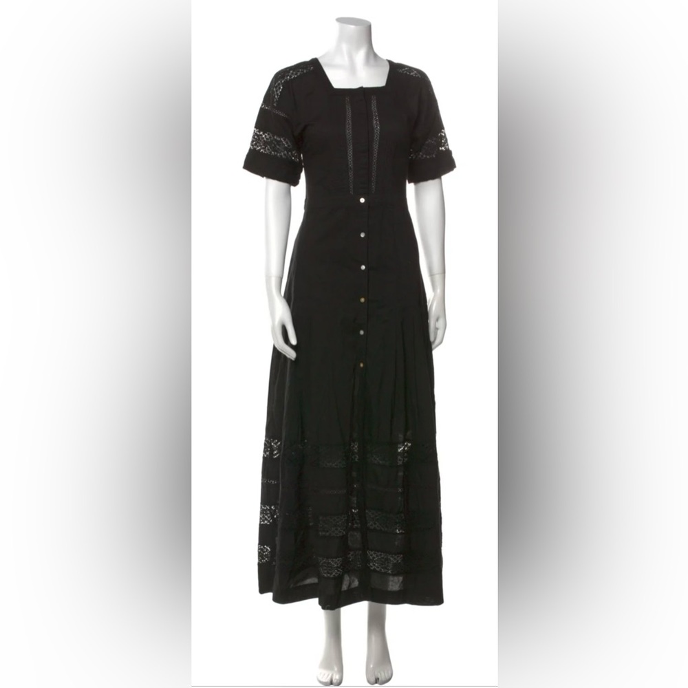 LoveShackFancy Dress Womens Edie Maxi Button Black Size M